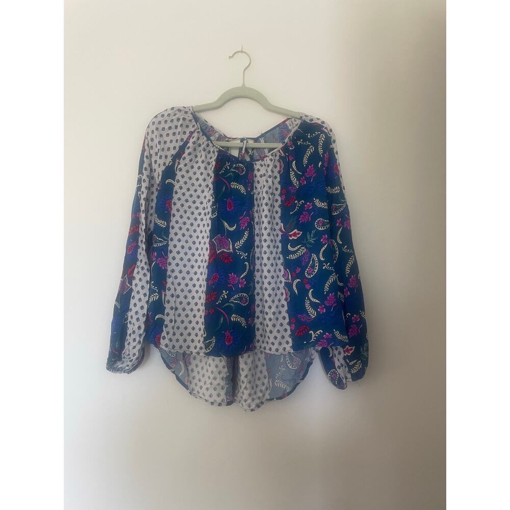 Andree by Unit Mixed Paisley Floral Print Patchwork Boho Blouse Size S